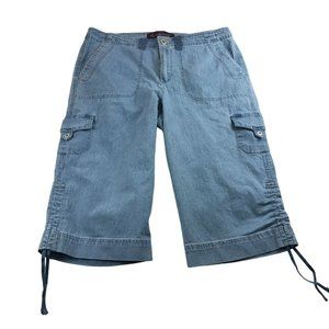 Gloria Vanderbilt Denim Cargo Capri Size 12 Flap Pockets